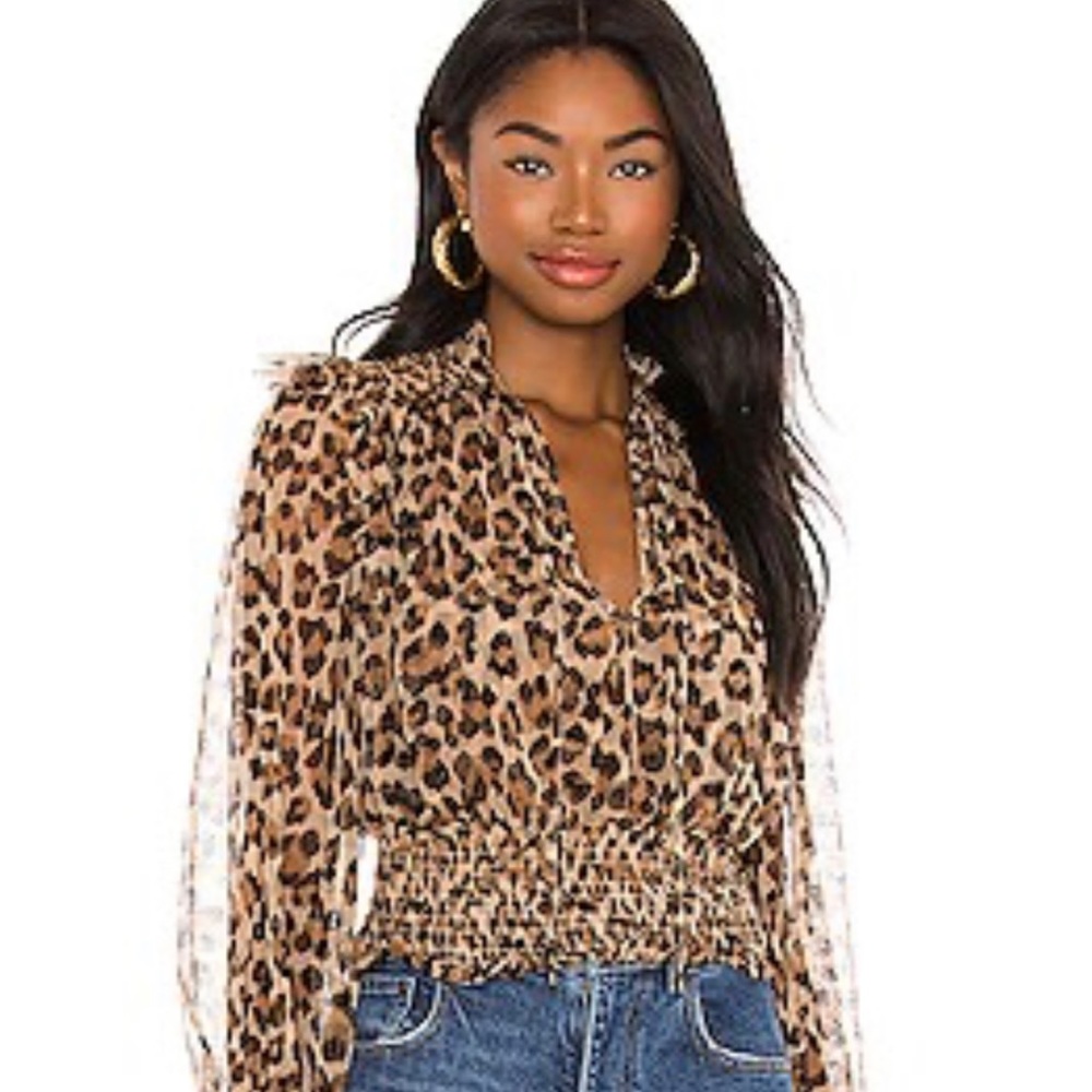 Free People Printed Twyla Leopard Combo Top